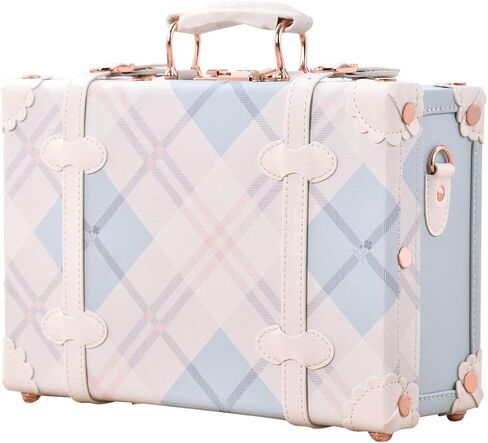 Unitravel 12inch Vintage Carry on Suitcase PU Leather Train Case with Combination Lock for Women (Embossed Blue) in Kuwait