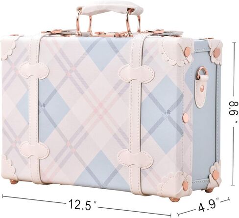 Unitravel 12inch Vintage Carry on Suitcase PU Leather Train Case with Combination Lock for Women (Embossed Blue) in Kuwait