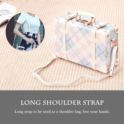 Unitravel 12inch Vintage Carry on Suitcase PU Leather Train Case with Combination Lock for Women (Embossed Blue) in Kuwait