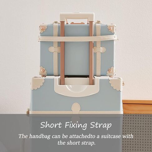 Unitravel 12inch Vintage Carry on Suitcase PU Leather Train Case with Combination Lock for Women (Embossed Blue) in Kuwait