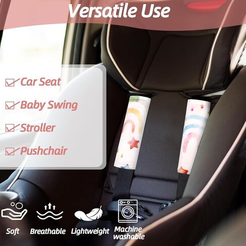 Baby Car Seat Strap Pads, Car Seat Strap Shoulder Covers for Baby Infant Toddler, Double-Sided Car Seat Belt Covers for Stroller/Pushchair/Baby Swing, Soft Flannel, Floral in Saudi Arabia