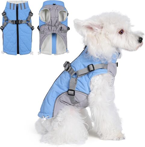 Gyuzh معطف الكلب مع تسخير سترة الكلب الشتاء للماء معاطف الكلاب الكلب تسخير معطف الطقس البارد معطف الشتاء الكلب مع تسخير بنيت في للكلاب الصغيرة والمتوسطة والكبيرة in Kuwait