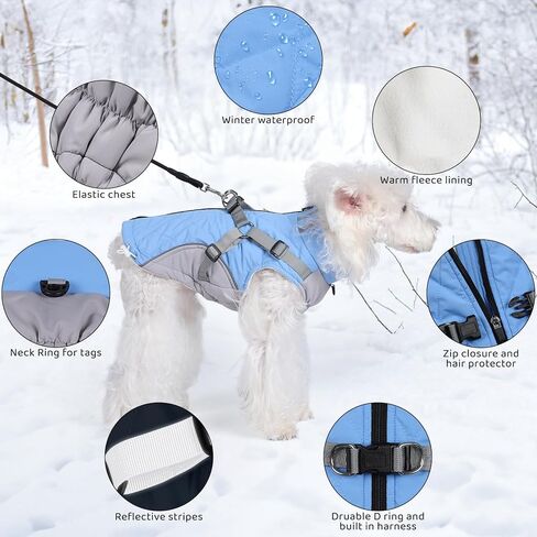 Gyuzh معطف الكلب مع تسخير سترة الكلب الشتاء للماء معاطف الكلاب الكلب تسخير معطف الطقس البارد معطف الشتاء الكلب مع تسخير بنيت في للكلاب الصغيرة والمتوسطة والكبيرة in Kuwait