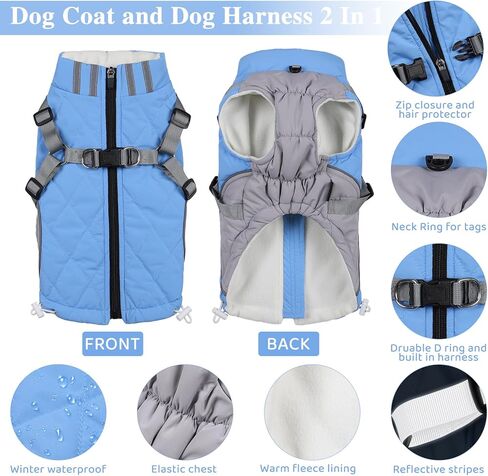 Gyuzh معطف الكلب مع تسخير سترة الكلب الشتاء للماء معاطف الكلاب الكلب تسخير معطف الطقس البارد معطف الشتاء الكلب مع تسخير بنيت في للكلاب الصغيرة والمتوسطة والكبيرة in Kuwait