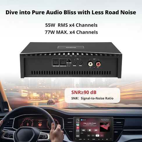ATOTO CA-AEC03 Class D Compact Digital Car Amplifier, Dual SPDIF, 4 Channel, RMS 4x55W, Full Range, 4-8 Ohms Stable,for ATOTO A6, F7, S8, Aftermarket and Factory Stereos (Not for P5, P8, P9) in Saudi Arabia