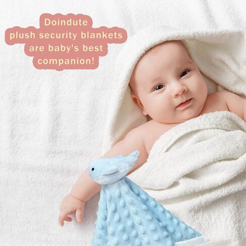 Baby Pink Whale Soft Stuffed Animal Security Blanket, Plush Whale Character Lovey Blanket, Baby Shower/Nursery Gift, Cuddly Newborn, Infant, Toddler Snuggle Blankie for Boys Girls, 13" in Saudi Arabia