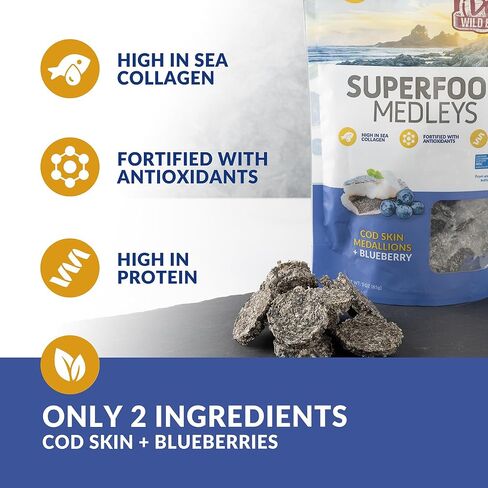 Fish Skin Dog Treats Cod Superfood Medallions 3oz - Strawberry & Cod Limited Ingredient in Saudi Arabia