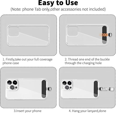4 قطع من شريط ربط الهاتف لهاتف Iphone، رقعة حبل للهاتف الخلوي لجميع حافظات الهاتف الكاملة (أسود/رمادي) in Kuwait