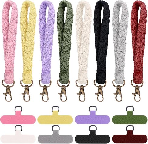 Boho Macrame Phone Wrist Strap, 4/5 / 8 PCS Cell Phone Lanyard with 4/5 / 8 PCS Phone Tether Tabs in Saudi Arabia