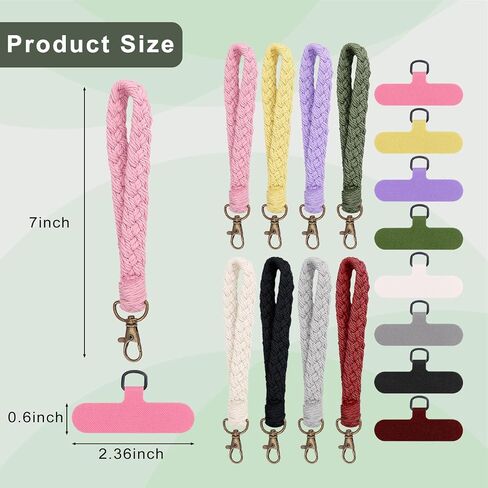Boho Macrame Phone Wrist Strap, 4/5 / 8 PCS Cell Phone Lanyard with 4/5 / 8 PCS Phone Tether Tabs in Saudi Arabia
