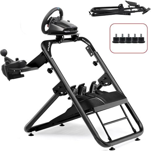 حامل عجلة القيادة GTPLAYER Sim Racing من أجل Logitech G920 G923 G29 G25 G27 T300RS/T300GT/ T500RS/TGT/TS مع حامل ناقل الحركة قابل للطي ودواسات العجلات القابلة للتعديل غير متضمنة in Saudi Arabia