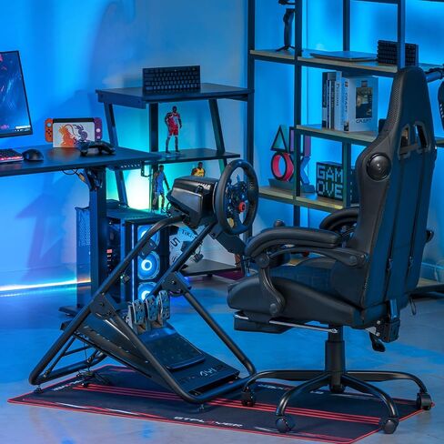 حامل عجلة القيادة GTPLAYER Sim Racing من أجل Logitech G920 G923 G29 G25 G27 T300RS/T300GT/ T500RS/TGT/TS مع حامل ناقل الحركة قابل للطي ودواسات العجلات القابلة للتعديل غير متضمنة in Saudi Arabia