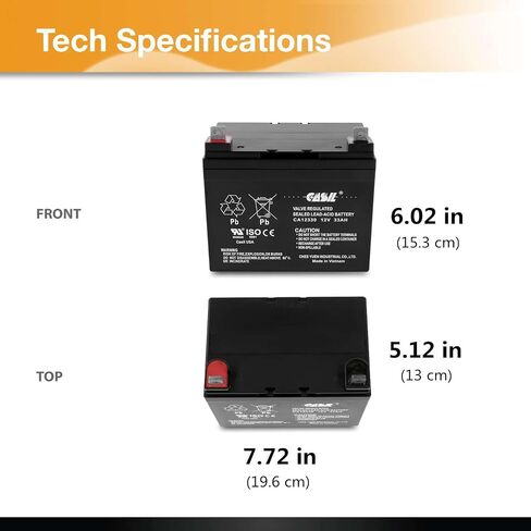 Casil 12V 33Ah Replacement Battery Compatible with Hoveround MPV1 MPV2 MPV3 MPV4 MPV5 Battery Jazzy 1103 45976 UB UPS12-150MR LC-LA1233P EP33-12 PR UPS12-150MR LC-LA1233P EP33-12 PRC1235 2 Pack in Saudi Arabia