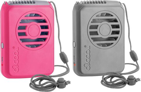 O2COOL Personal Travel Rechargeable Battery Powered Neck Cooling Fan, 2-Pack (Pink/Gray) in Saudi Arabia