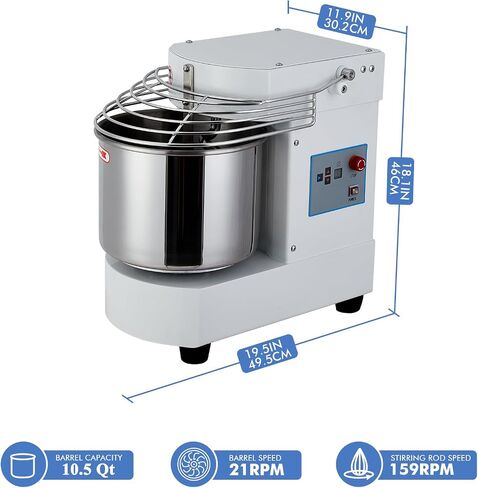 GAOMON Commercial Food Mixer, 10.5 Qt Dual Rotating Dough Kneading Machine with Stainless Steel Bowl, Security Guard, Timer, 650W Baking Equipment for Restaurant, Pizzeria in Saudi Arabia