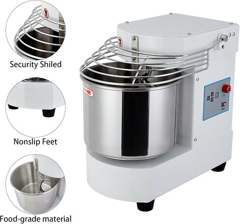 GAOMON Commercial Food Mixer, 10.5 Qt Dual Rotating Dough Kneading Machine with Stainless Steel Bowl, Security Guard, Timer, 650W Baking Equipment for Restaurant, Pizzeria in Saudi Arabia