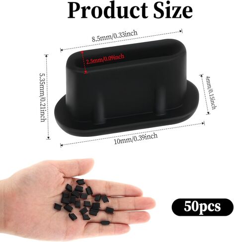 USB Type-C Anti Dust Plugs, 50 PCS USB C Dust Plug Covers Soft Silicone USB C Port Dust Cover Black Type-C Charging Port Dust Protector Compatible with Smartphones Tablets Mobile Power Supplies in Saudi Arabia