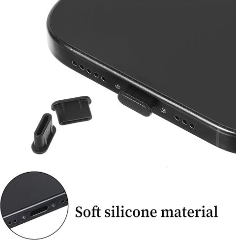 USB Type-C Anti Dust Plugs, 50 PCS USB C Dust Plug Covers Soft Silicone USB C Port Dust Cover Black Type-C Charging Port Dust Protector Compatible with Smartphones Tablets Mobile Power Supplies in Saudi Arabia