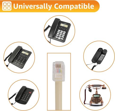 Uvital 10FT Phone Cords for Landline, 1 Pack Phone Line Cord with R9 4P4C Plug, Cream 1.2FT Coiled Length Telephone Handset Cord, Telephone Chord Cable for Office or Home in Saudi Arabia