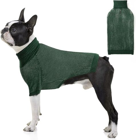 WOYYHO Striped Dog Sweater for Medium Large Dog with Leash Hole Cold Weather Ribbed Knit Dog Sweaters Classic Turtleneck Dog Clothes 2024 Fall Winter Dog Pullover for Poodles Bulldog Beagle Dachshund in Saudi Arabia