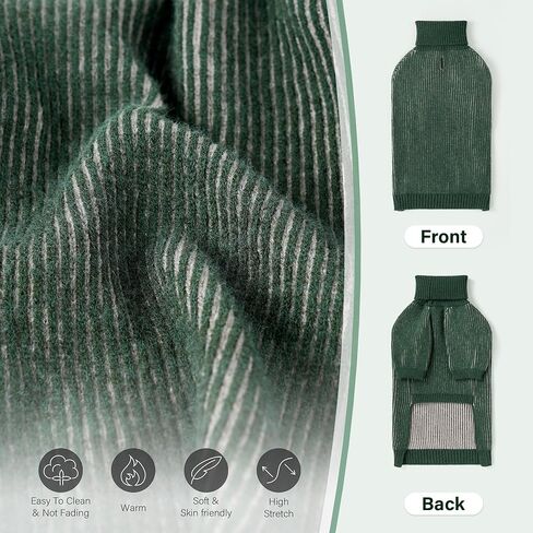 WOYYHO Striped Dog Sweater for Medium Large Dog with Leash Hole Cold Weather Ribbed Knit Dog Sweaters Classic Turtleneck Dog Clothes 2024 Fall Winter Dog Pullover for Poodles Bulldog Beagle Dachshund in Saudi Arabia