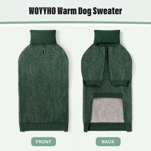 WOYYHO Striped Dog Sweater for Medium Large Dog with Leash Hole Cold Weather Ribbed Knit Dog Sweaters Classic Turtleneck Dog Clothes 2024 Fall Winter Dog Pullover for Poodles Bulldog Beagle Dachshund in Saudi Arabia