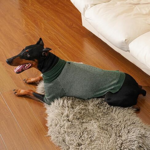 WOYYHO Striped Dog Sweater for Medium Large Dog with Leash Hole Cold Weather Ribbed Knit Dog Sweaters Classic Turtleneck Dog Clothes 2024 Fall Winter Dog Pullover for Poodles Bulldog Beagle Dachshund in Saudi Arabia