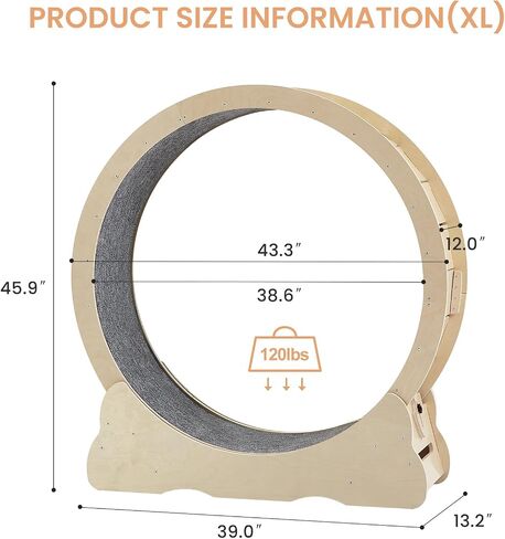 Cat Exercise Wheel for Indoor Cats Treadmill, Cat Running Wheel with Carpeted Runway, 43.3 inch Cats Fitness Weight Loss Device Suitable for Most Cats.(XL) in Saudi Arabia