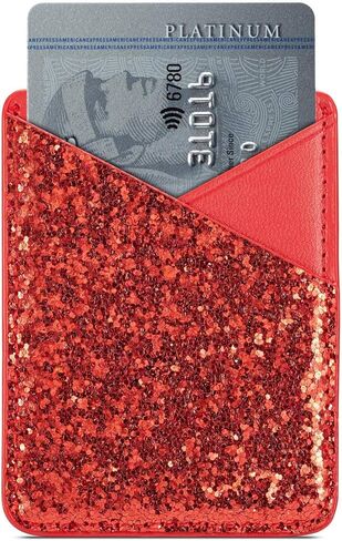 حامل بطاقات الهاتف الخلوي، محفظة لاصقة لامعة لبطاقة الهوية الائتمانية ومحفظة وجيب على الهاتف الذكي/الأجهزة اللوحية لهواتف iPhone وAndroid وSamsung Galaxy in Kuwait