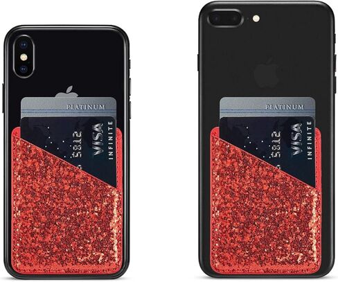 حامل بطاقات الهاتف الخلوي، محفظة لاصقة لامعة لبطاقة الهوية الائتمانية ومحفظة وجيب على الهاتف الذكي/الأجهزة اللوحية لهواتف iPhone وAndroid وSamsung Galaxy in Kuwait