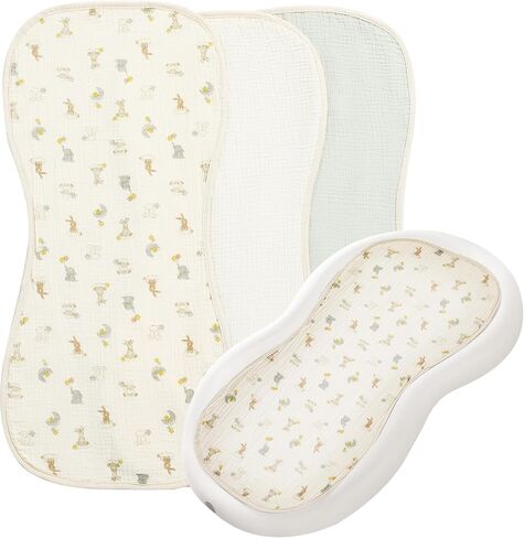 HOMBYS Changing Pad Liner Fits for Changing Pad,Washable Baby Changing Pad Cover Waterproof,100% Cotton Muslin Changing Table Pad,3 Pack,Cream White,Ginger,Rainbow in Kuwait