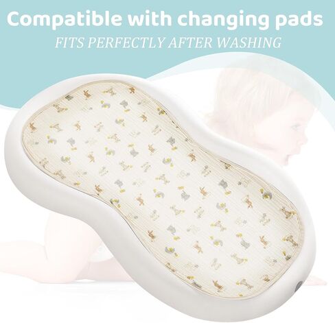 HOMBYS Changing Pad Liner Fits for Changing Pad,Washable Baby Changing Pad Cover Waterproof,100% Cotton Muslin Changing Table Pad,3 Pack,Cream White,Ginger,Rainbow in Kuwait