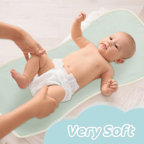 HOMBYS Changing Pad Liner Fits for Changing Pad,Washable Baby Changing Pad Cover Waterproof,100% Cotton Muslin Changing Table Pad,3 Pack,Cream White,Ginger,Rainbow in Kuwait