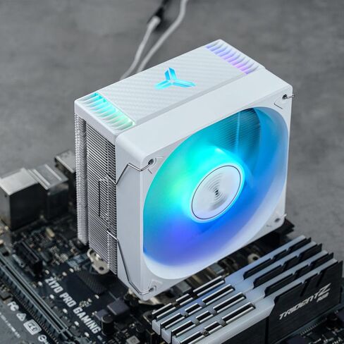 JONSBO CR1000 EVO ARGB مبرد وحدة المعالجة المركزية الأبيض، تبريد وحدة المعالجة المركزية من السلسلة الصامتة، مبرد هواء مروحة وحدة المعالجة المركزية H154mm، 4 أنابيب حرارة نحاسية زعنفة ألومنيوم لـ AM4/AM5/Intel LGA1700، 120 مم PWM ARGB، غطاء علوي ARGB، أبيض in Kuwait