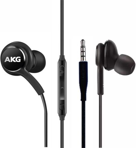 2024 New Stereo Headphones for Samsung Galaxy Galaxy S10, S10E, S10+, S8, S8+, S9, S9+, Note 9- Designed by AKG - 3.5 mm Jack with Microphone and Volume Buttons (Black) in Saudi Arabia