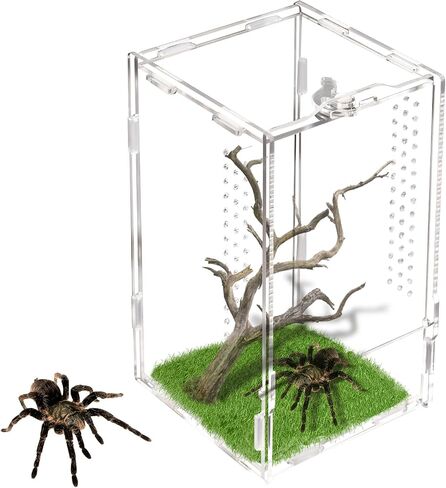 Jumping Spider Enclosure, Acrylic Reptile Terrarium Enclosure Micro Habitat Tank Breeding Box for Tarantula Insect Small Reptiles (7.9" x 4.7" x 4.7") in Saudi Arabia