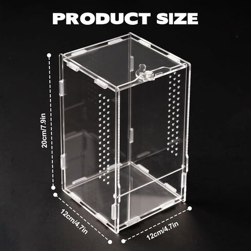 Jumping Spider Enclosure, Acrylic Reptile Terrarium Enclosure Micro Habitat Tank Breeding Box for Tarantula Insect Small Reptiles (7.9" x 4.7" x 4.7") in Saudi Arabia