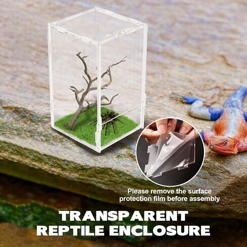 Jumping Spider Enclosure, Acrylic Reptile Terrarium Enclosure Micro Habitat Tank Breeding Box for Tarantula Insect Small Reptiles (7.9" x 4.7" x 4.7") in Saudi Arabia