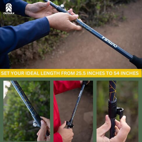 Outsura Carbon Fiber Trekking Poles for Hiking w/Cork Grip & Quick Lock - Lightweight Collapsible Hiking Sticks for Backpacking - Folding Walking Sticks for Seniors Men & Women - One Pair (2 Poles) in Saudi Arabia