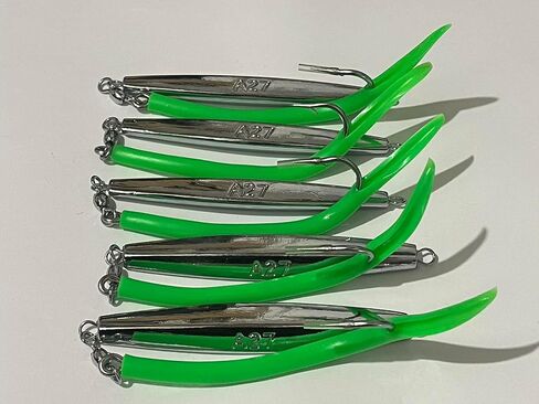 PESCALOX 5Pcs Diamond Jigs A27 3oz Green with 7/0 Hook in Saudi Arabia
