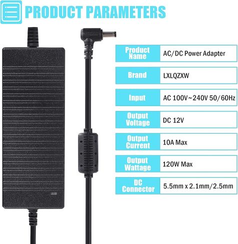 Power Supply 12V 5A,AC 100-240V to DC12V 60W Converter Adapter Driver Transformer with 5.5mm x 2.5mm Jack, US Plug for Led Strips,LCD Monitors,CCTV Camera in Saudi Arabia