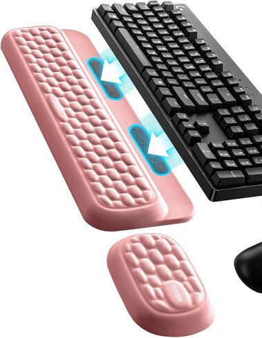 Vaydeer Wrist Rest Set with Sticker, Full Mechanical Keyboard Support and Mouse Rest Pad, Desk Ergonomic Cushion for Computer Typing Office Work Home Gaming, Memory Foam Arm Palm Hand Pain Relief-Gray in Saudi Arabia