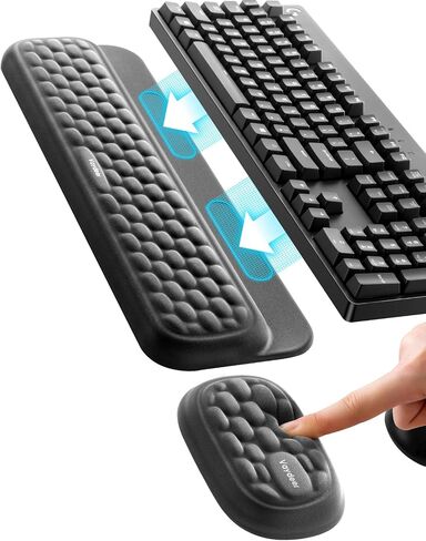 Vaydeer Wrist Rest Set with Sticker, Full Mechanical Keyboard Support and Mouse Rest Pad, Desk Ergonomic Cushion for Computer Typing Office Work Home Gaming, Memory Foam Arm Palm Hand Pain Relief-Gray in Saudi Arabia