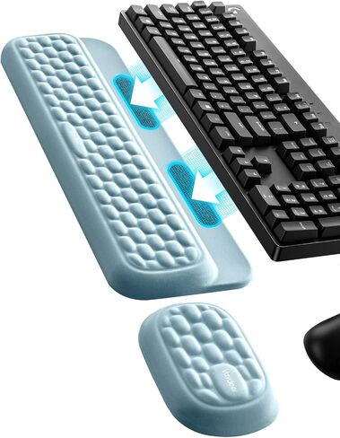 Vaydeer Wrist Rest Set with Sticker, Full Mechanical Keyboard Support and Mouse Rest Pad, Desk Ergonomic Cushion for Computer Typing Office Work Home Gaming, Memory Foam Arm Palm Hand Pain Relief-Gray in Saudi Arabia