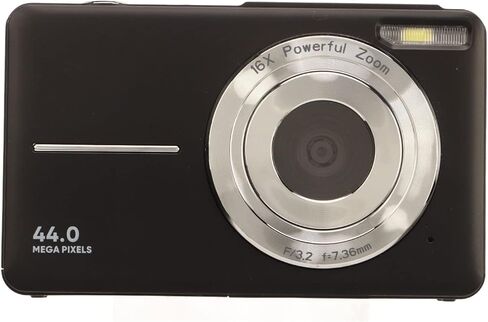 Digital Camera, FHD 1080P 44M Pocket Camera with 2.4 Inch IPS Screen, 16X Zoom, Auto Focus, Anti Shake, Auto Light Sensitive, Portable Vlogging Camera (Black) in Saudi Arabia