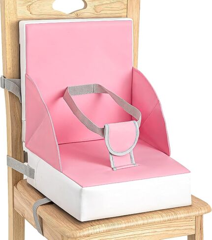 Booster Seat for Table, PU Anti-Scratch Easy Cleaning Kids Toddler Booster Seat for Dining Table, Portable Increasing Booster Cushion with Non-Slip Bottom and Adjustable Safety Straps(Khaki in Saudi Arabia