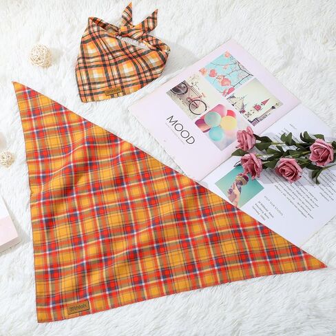 Christmas Dog Bandanas - 2 Pack Plaid Dog Bandana | Reversible Green and Red Pet Scarf for Boy & Girl | Premium Durable Fabric | Holiday Bandana for Medium and Large Dogs (Large) in Kuwait