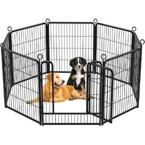 Dog Playpen 8 Panels 32'' Height Heavy Duty Dog Fence with Doors Outdoor Exercise Dog Fence for Large/Medium/Small Dogs Pets Playpen for RV, Camper, Yard