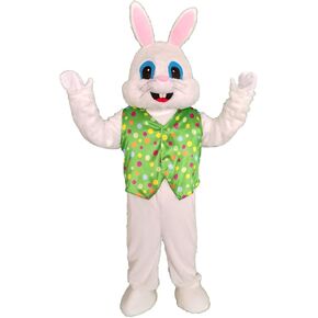 NQBRNG Blue Suit Easter Rabbit Mascot Costume Bunny Adult Easter Fancy Cosplay Costume