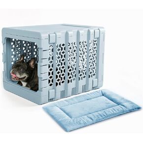 KindTail PAWD Collapsible Dog Crate + Washable Dog Bed - Stylish Pet Crate with Comfortable PAWD Pad - Safe Indoor Puppy or Dog Kennel Set - Lightweight, Compact & Portable for Travel - Small White